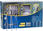Party Bargains Disposable Cutlery set, Color: Clear, Count: 360 Pcs (SAPPHIRE)