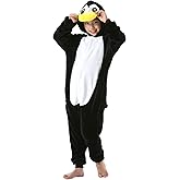 SimZoo Kids Animal Pajamas, Boy Girls Penguin Cosplay Costume Sleepwear, One-Piece Unisex Homewear 3-11Y
