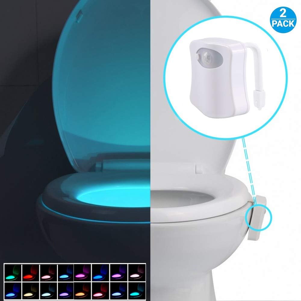Toilet Lights Inside Toilet Glow Bowl 2 Packs 16-Color Motion Activated and Light Sensitive Glow Inside Bowl,Fun Gadget for Kids Potty Training,Cool Fun Bathroom Accessory