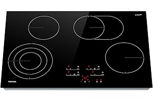 Electric Ceramic Cooktop 30 Inch, TECASA Built-in 4 Burner Stove Top with Glass Protection Metal Frame, Chlid Lock & Timer, 9 Heating Level, Touch Control, 7300W, 220-240V Hard Wire, No Plug