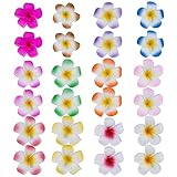 Mudder 24 Pieces Hawaiian Plumeria Flower Hair Foam Hawaii Hair Clips (2.4 Inch)