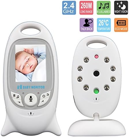 Baby Monitor with Camera,Acediscoball 2.0 Inch Color LCD 2.4 GHz Digital Audio Video Security Baby Monitoring 2 Way Talk Night Vision Alarm Sensor with Lullabies Temperature Talking Built-in Battery