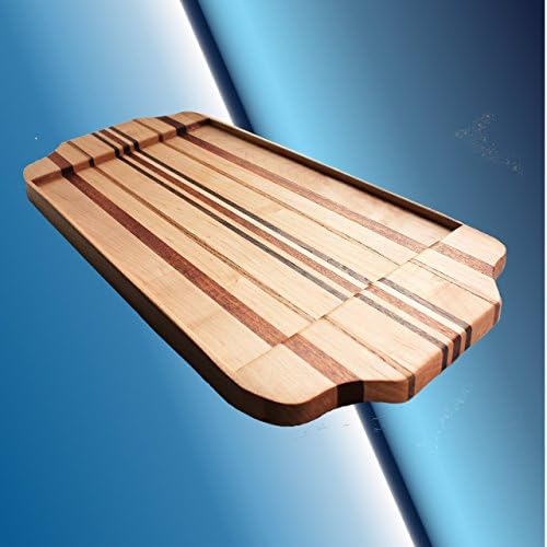 Serving Tray Wood With Handles, Rectangular, For Tea, Coffee, Wine, Reversible Decorative Cutting Board, Meat-Cheese Board. Eco-Friendly, Handmade from Premium Maple Hardwood with Decorative Inlays.