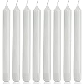8 Pack 8 Inch Hand Poured White Dripless Taper Candles, Soy Candles, Non-Toxic, Unscented, Smokeless, for Candlesticks & Home Decor