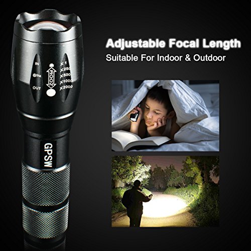 Tactical Flashlight , Waterproof LED Flashlights Outdoor Lighting Torch Portable Zoomable Home Emergency Adjustable Focus Power for Outdoor Camping Hiking Biking ( 2 Pack ) - Thumbnail 3