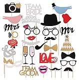 Photo Booth Props Funny DIY Kit for Wedding Party Decorations Costume Dress-up Accessories Doubtless Bay (31Pcs)