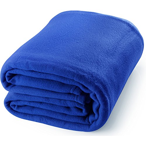 Queen Polar-Fleece Thermal Blanket Navy - Extra Soft Brush Fabric, Super Warm Bed Blanket, Lightweight Couch Blanket, Easy Care - by Utopia Bedding