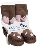 Mocc Ons Clever Little Slipper Socks That Keep Toes Warm! Cowboy Pink 6-12M