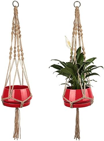 Jute Plant Hanger 42-Inch ( 2-Pack) Indoor Outdoor Flower Pots Macrame Spider Plant