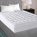 MAEVIS Quilted Fitted Mattress Pad Cover King Size Stretches up to 21 Inches Deep Mattress Topper Cotton Top Pillow Top with Snow Down Alternative Fill