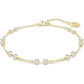 Swarovski Remix Collection strand, Round cut, White, Gold-tone finish