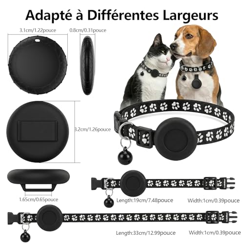 Traceur GPS Chat, Collier GPS Chat Chien sans Abonnement/Carte SIM, Compatible iOS et Android, Intelligent de La Localisation en Temps, Étanchéité IPX6, Collier GPS pour Chien,Chats,Voitures - Noir