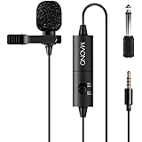 Lavalier Microphone, MAONO AU100 Hands Free Clip-on Lapel Mic with Omnidirectional Condenser for Podcast, Recording, DSLR,Camera, Smartphone, PC,Laptop (236 in)