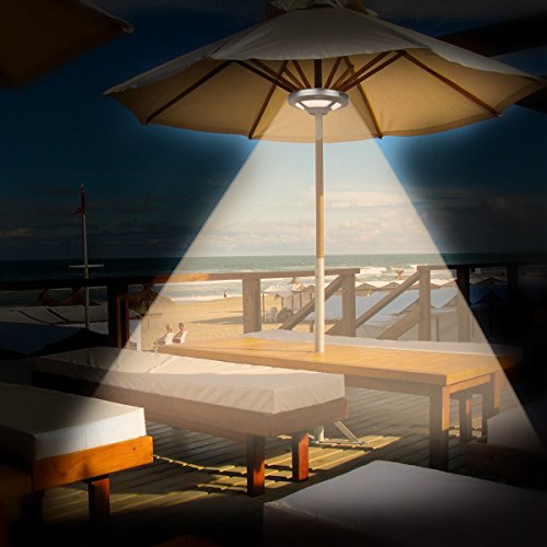 OYOCO Warm White Patio Umbrella Light 2 Brightness Mode Cordless 36 LED Lights at 220 lux- 3 x AA Battery Operated, Umbrella Pole Light for Patio Umbrellas, Camping Tents or Outdoor Use(Warm White)