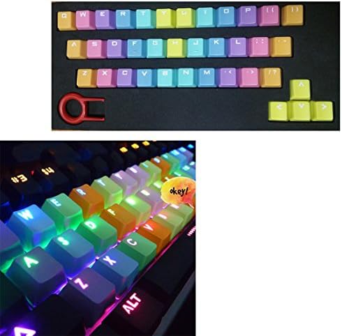 LILIERS Side-Printed Top-Printed Blank for PBT 37 Keycaps Plus Spacebar Keycap Puller Rainbow Keycaps for Mechanical Keyboard