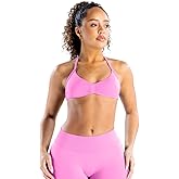 TRYTO Impact Strappy Bra Backless Halter Sports Yoga Top Women Workout Fitness Gym Outdoor Front Motion Scrunch Tops
