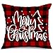 AENEY Christmas Pillow Cover 18x18 for Couch Red and Black Buffalo Check Plaid Marry Christmas Throw Pillow Farmhouse Decorations Home Decor Xmas Decorative Pillowcase Faux Linen Cushion Case Sofa