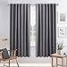 PONY DANCE Blackout Curtains for Bedroom - 72 inches Length Thermal Insulated & Privacy Rod Pocket Curtain Drapes for Living Room, 52 W x 72 L, Grey, 2 Pieces