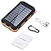 BESWILL Solar Charger, 10000MAH Solar Phone Charger Waterproof Portable External Battery Pack Dual USB Solar Power Bank with 2 Flashlights Carabiner and Compass for iPhone and other smart devices