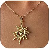 Gold Sun Necklace for Women 14K Gold Plated Spiral Pendant Elegant Sun Jewelry Celestial Charm Necklace Dainty Unique Gift