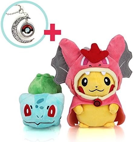 Cutie Pokemon - Mega Charizard Y Pikachu 4" - Bulbasaur 6" Stuffed Set - Enjoy the Pokemon Plush Doll with Pokemon games.