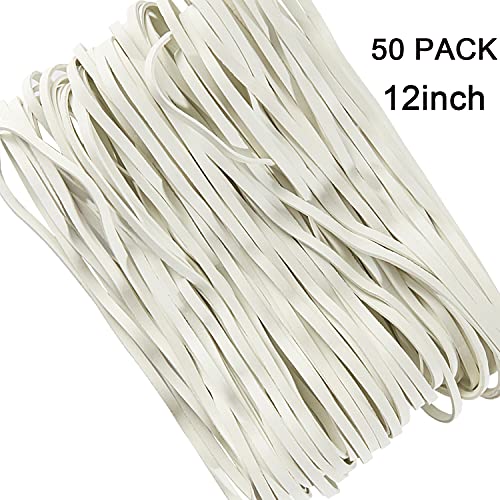 AMUU Rubber Bands White 12inch Large 35 Pieces Heavy Duty Large Rubber