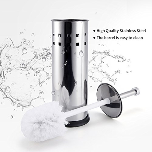Stainless Steel Cylindrical Toilet Brush Holder with Canister, Matte Finished, for Household Bathroom Accessory - Thumbnail 6