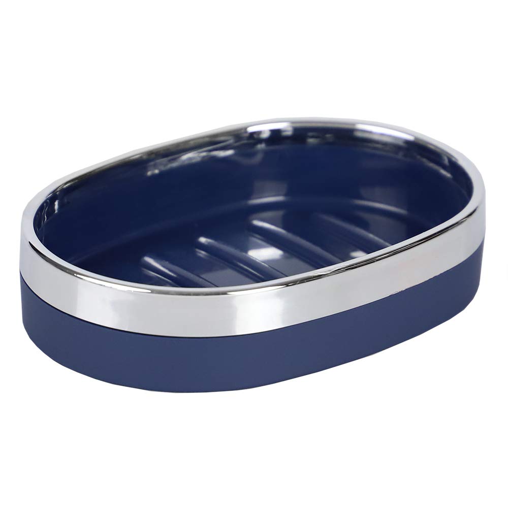 HOME BASICS, ABS plastic, navy, Oval Soap Dish