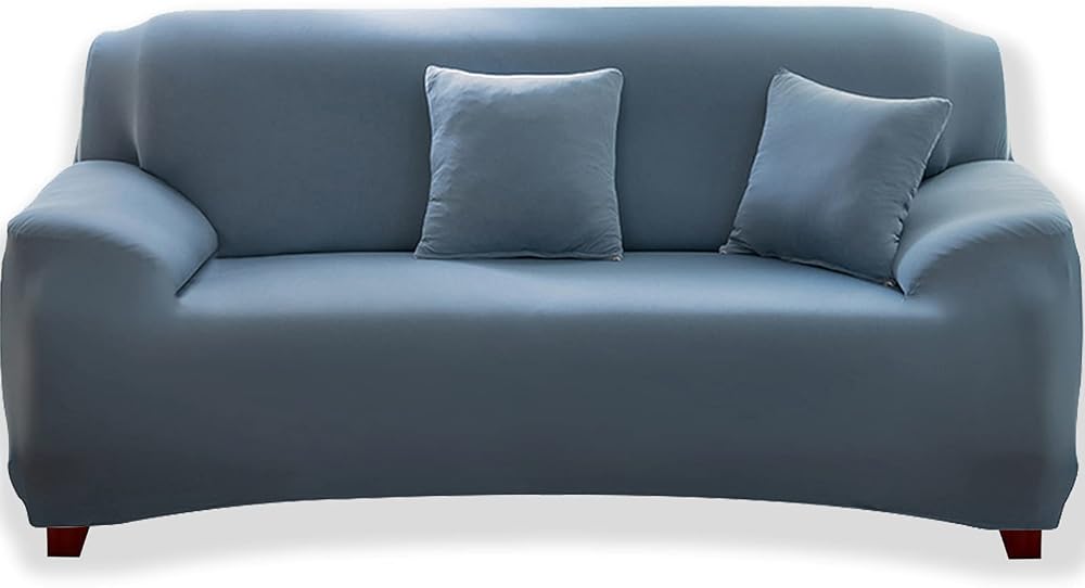 Teynewer 1-Piece Fit Stretch Sofa Cover 3 Seater Light Blue Elastic Slipcover
