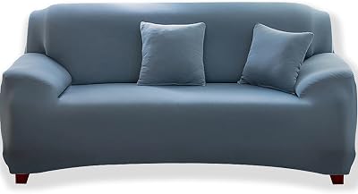 Teynewer 1-Piece Fit Stretch Sofa Cover 3 Seater Light Blue Elastic Slipcover