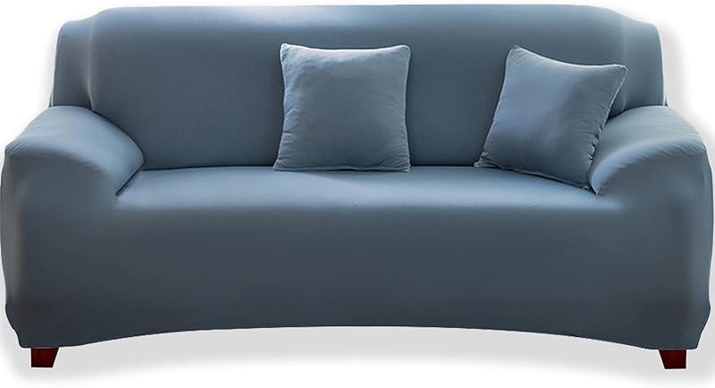 Teynewer 1-Piece Fit Stretch Sofa Cover 3 Seater Light Blue Elastic Slipcover