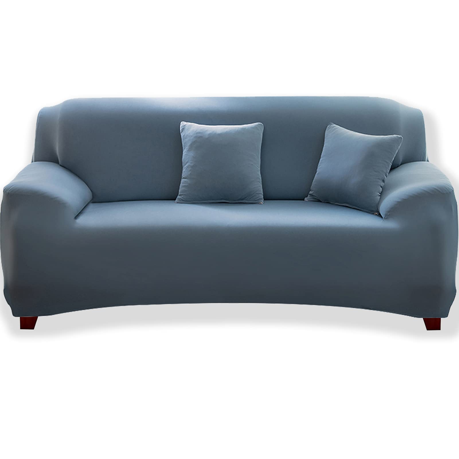 Teynewer 1-Piece Fit Stretch Sofa Cover, Sofa Slipcover Elastic Fabric Minimalism Style Chair Loveseat Couch Settee Sofa Covers Universal Fitted Furniture Cover Protector (3 Seater, Light Blue)