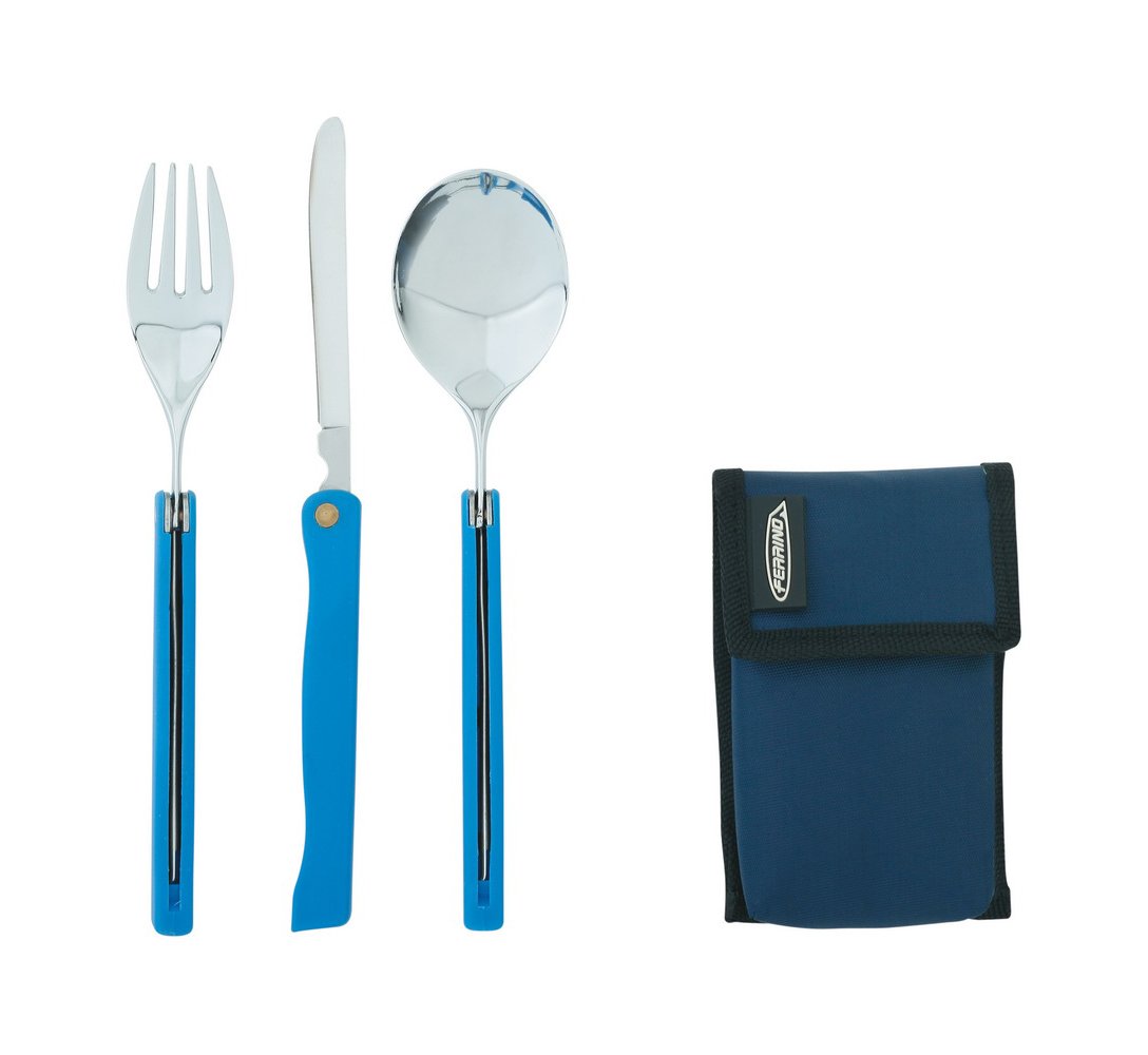 Ferrino Travel Blue Spoon, Fork and Knife Set