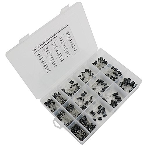 270 Pcs 15 Value 16V 25V 50V Electrolytic Capacitors Assortment Kit Box Range 0.1uF-470uF
