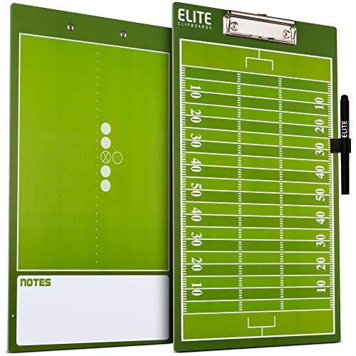 Elite Clipboards Dry Erase Football Coaches Clipboard | Double-Sided Football Marker Board