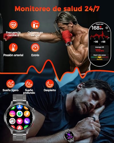 Men's Military Smart Watch - 1000mAh Battery, 1.52'' HD Screen, Smartwatch with 120+ Sports Modes, IP68 Waterproof, Heart Rate, Sleep Monitoring, Android iOS, Black