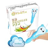 3D Pen 3D Printing Pen 3D Doodle Pen with Low Temperature(PCL),Safe,Non-toxic,odorless 3D Pencil for 3D Arts & Crafts Drawing and Doodling+Free PCL Filaments, Wireless,Rechargeable battery+more extras