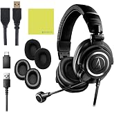 Audio Technica ATH-M50X Bundle, STS-USB StreamSet Streaming Headset | Exceptional Streaming Performance, Studio Quality Sound and Versatility, 50ft Extension Cable &amp; Polishing Cloth Included