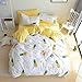 VClife Yellow Pineapple Print Bedding Sets 100% Cotton Full/Queen Size Geometric Pattern Duvet Cover Sets for Boy Girl Teens Fashion Fruits Plant Quilt Cover Sets