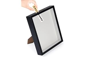 AXCEROH Upgraded 8"x10" Shadow Box Display Frame with Top Slot,MDF and Acrylic Panel, Case for DIY 3D Travel Memorabilia Crafts Tickets Pictures Dry Flowers Awards Medals Shells Piggy Bank, Black