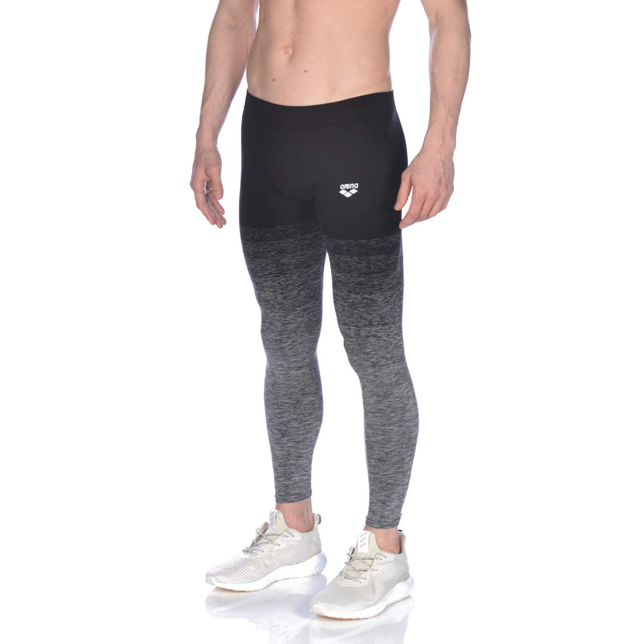 Sand M Seamless Long Tight Long Tights Running for Men Seamless, mens, 002447, dark grey melange-Black, M