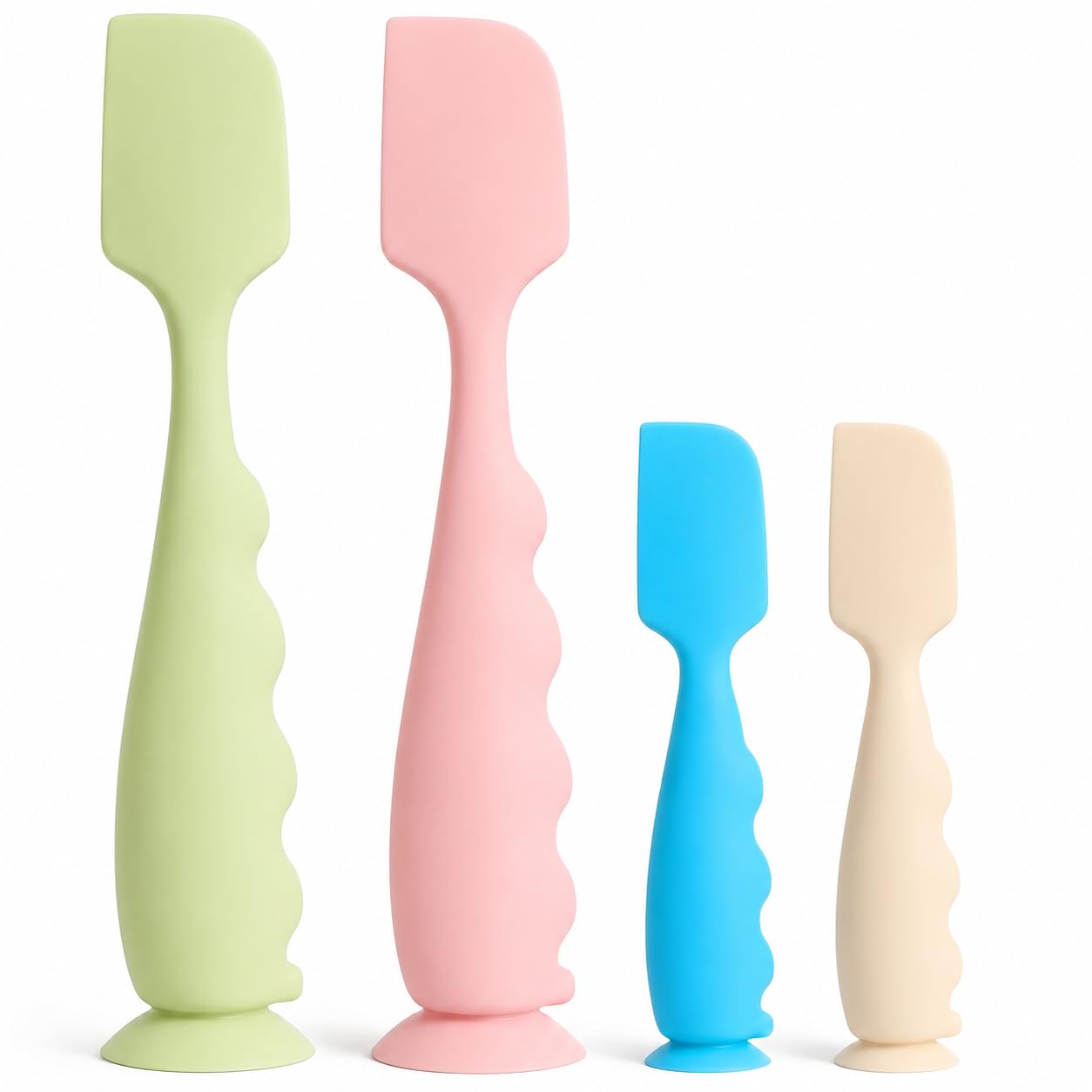 BubuBoby Butt Spatula Baby Diaper Cream Spatula 4 Pack-Butt Paste spatula | 2 Full+2 Mini Size,Anti-Slip Handle,Soft Silicone