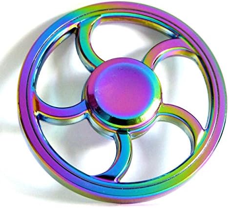 Fidget Spinner EDC Sensory Hand Toy Ideal for Stress Relief, ADD, ADHD, Autism, Focus – Unique Zinc Alloy Rainbow Color Wheel Design and Durable Metal Bearings for High Top Speed, Prime Delivery