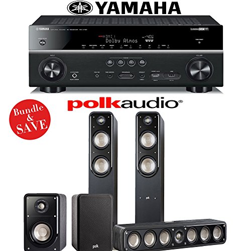 Yamaha RX-V781BL 7.2-Channel 4K A/V Receiver + Polk Audio S55 + Polk Audio S35 + Polk Audio S15 - 5.0 Home Theater Package
