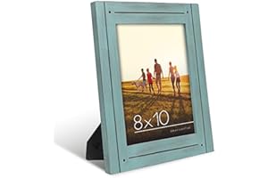Americanflat 8x10 Picture Frame with Polished, Crystal Clear Glass - Hampton Collection - Distressed Wood Gallery Picture Frames for Tabletop and Wall Display - Turquoise Blue