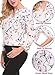 Lomon Women Floral Print Blouse Casual Long Sleeve Chiffon Shirt Top With Zipper For Work