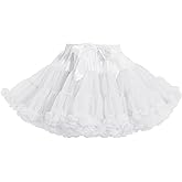 Women's Tutu Skirt, Classic Tulle Chiffon Petticoat, Soft Puffy Skirt for Adult, Princess Ballet Dance Pettiskirts