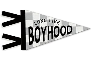 NEFMGEG Boys Room Decor, Long Live Boyhood Wall Pennants Banners Flags, Trendy Gray and White Checkered Wall Hanging Decor for Toddler Little Boys Nursery Bedroom Playroom