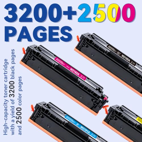 219X Toner con Chip Compatibile per HP Color LaserJet Pro MFP 3302FDWG Cartuccia di Toner 3302SDWG 3302FDNG 3302FDW 3302SDW 3302FDN 3202DN 3202DW W2190X Nero Ciano Magenta Giallo, Confezione da 4