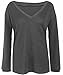 UGET Women's Casual Autumn V Neck Loose Knit Pullover Tops Sweater Jumper Asia L Dark Gray